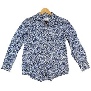 Vineyard Vines Button Shirt Women's Size 4 Blue Floral Relaxed cruise vacation